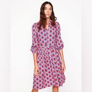 Boden Willow Ruffle Neck Shirt Dress